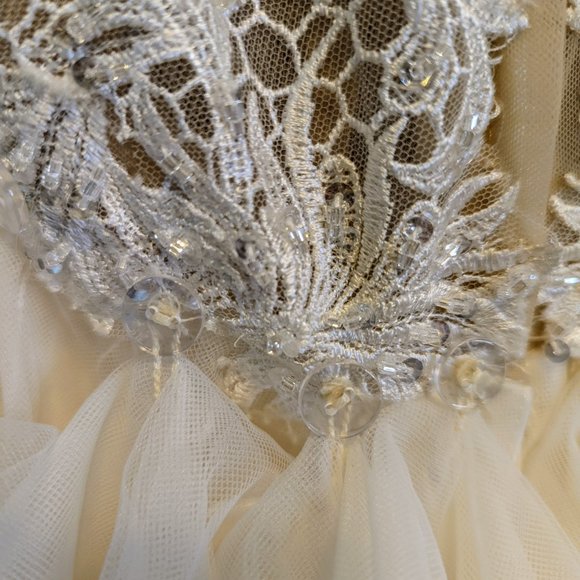 Strapless Wedding Dress with Tulle Slit Skirt - Picture 13 of 16